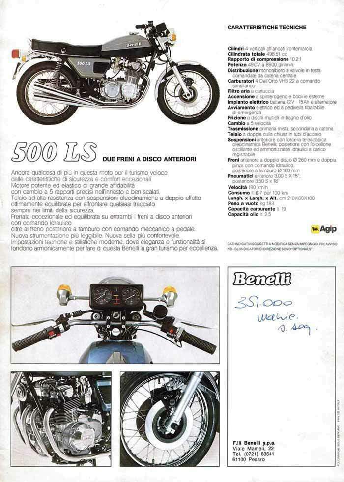 Мотоцикл Benelli 500LS 1977 фото