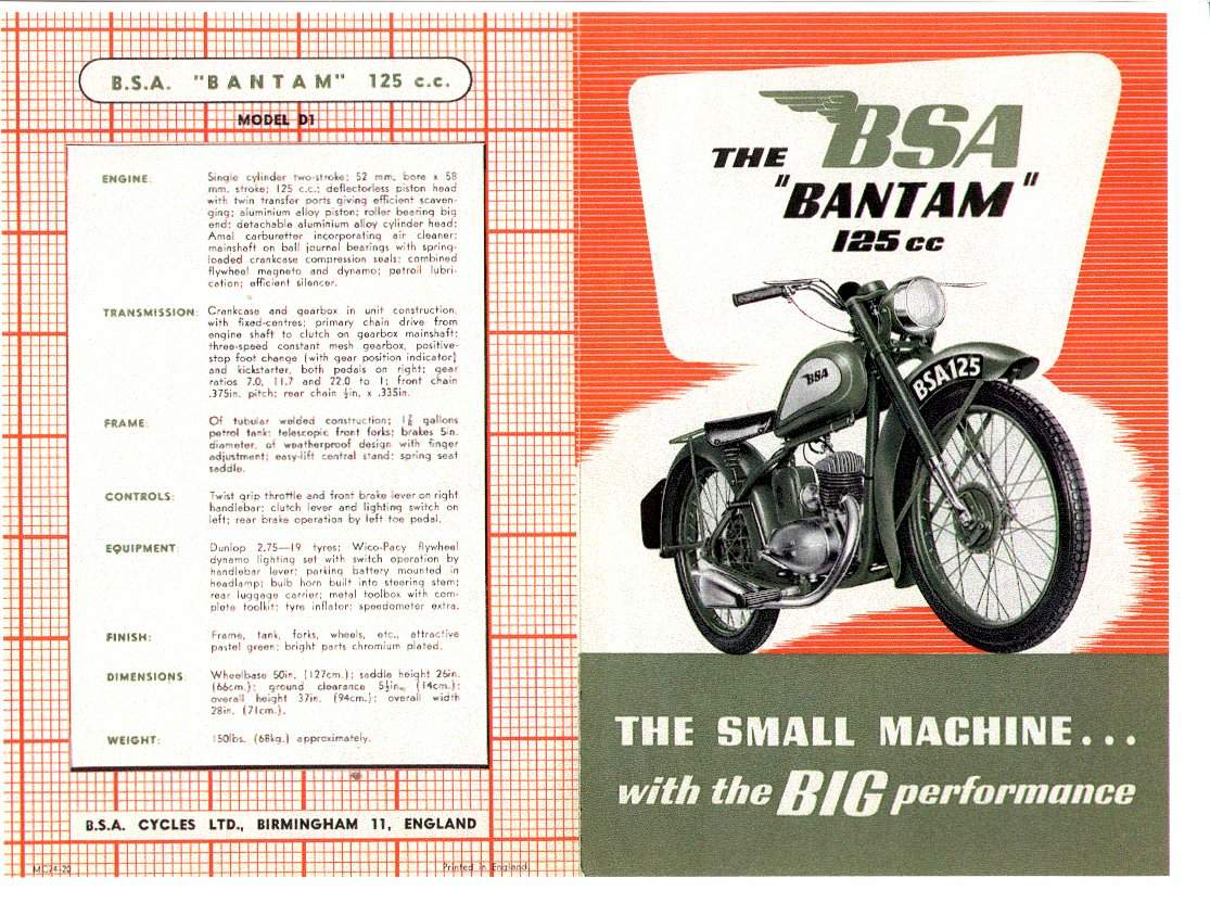 Мотоцикл BSA Bantam 125 1951 фото