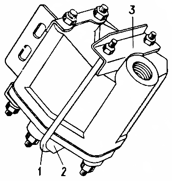 Ремонт катушки Б300: 1 — скоба; 2 — сухарик; 3 — планка.