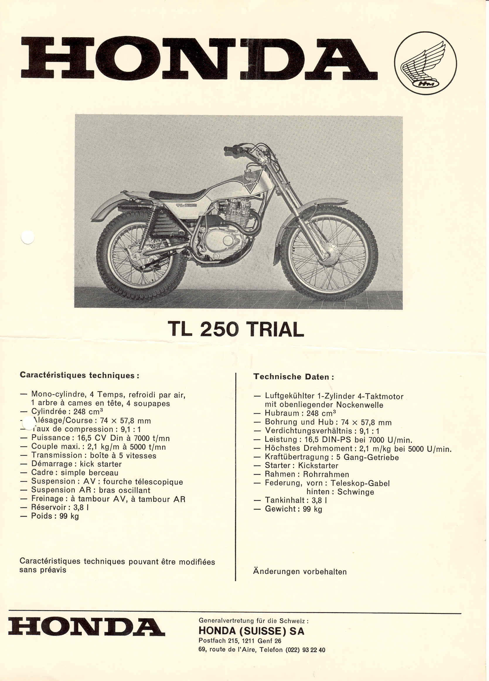 Мотоцикл Honda TL 250 1975