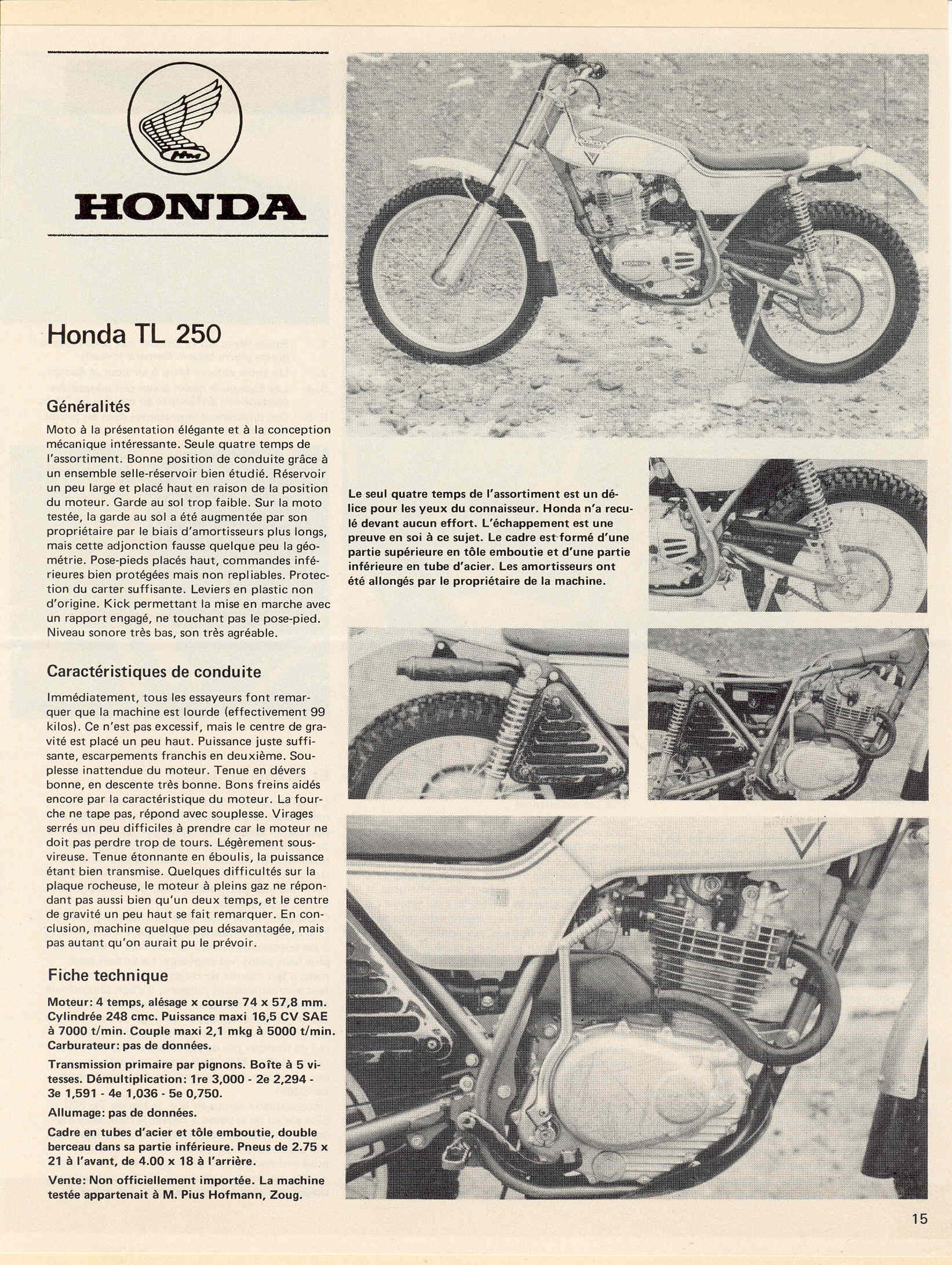 Мотоцикл Honda TL 250 1976