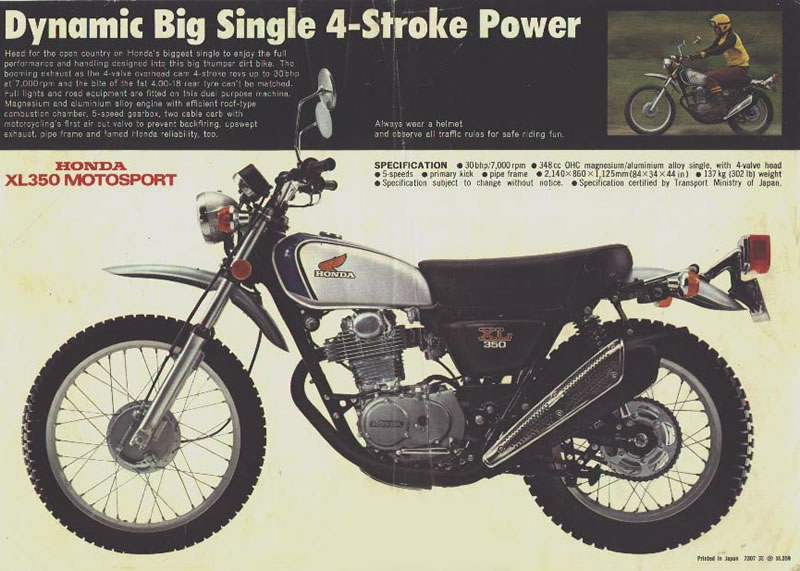 Мотоцикл Honda XL 350 MOTOSPORT 1974