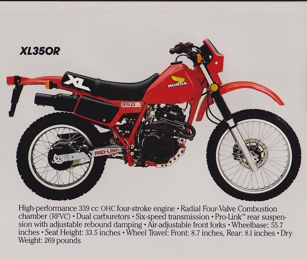 Мотоцикл Honda XL 350 R 1984 характеристики, фотографии, обои, отзывы, цена, купить