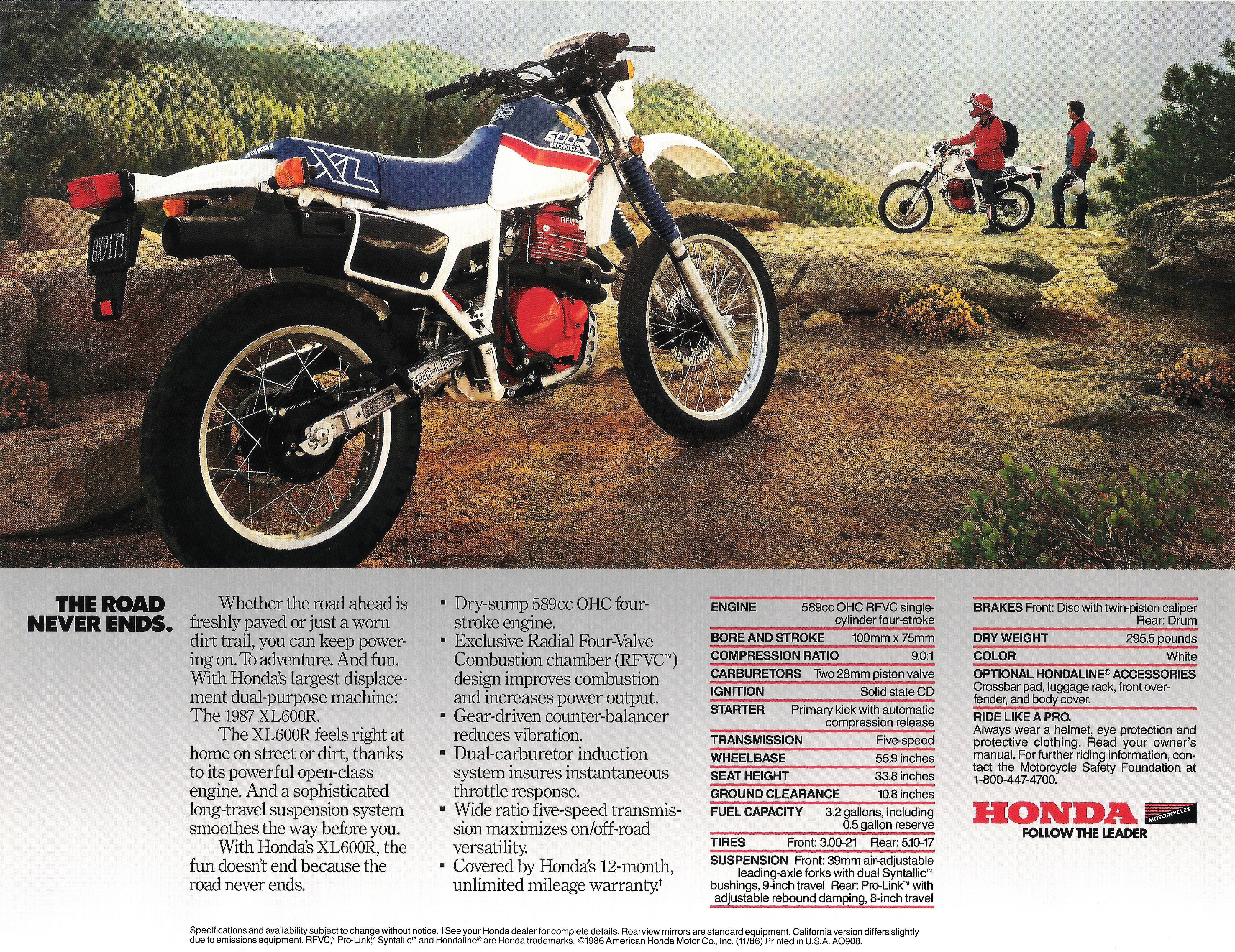 Мотоцикл Honda XL 600 R 1987