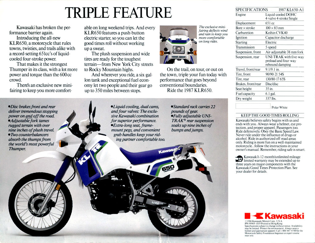 Мотоцикл Kawasaki KLR 650 1987