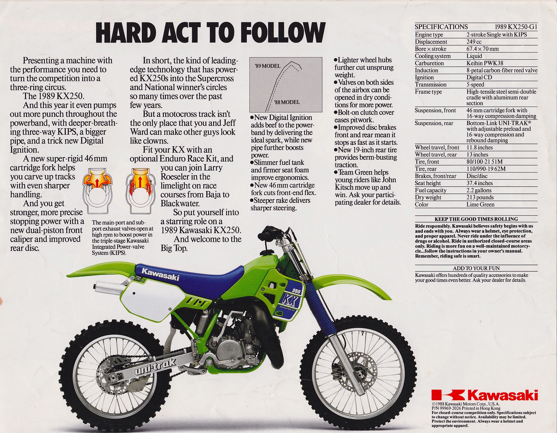 Мотоцикл Kawasaki KX 250 1989