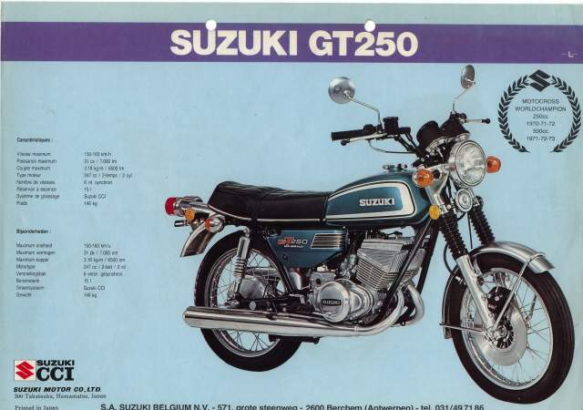 Мотоцикл Suzuki GT 250 1973