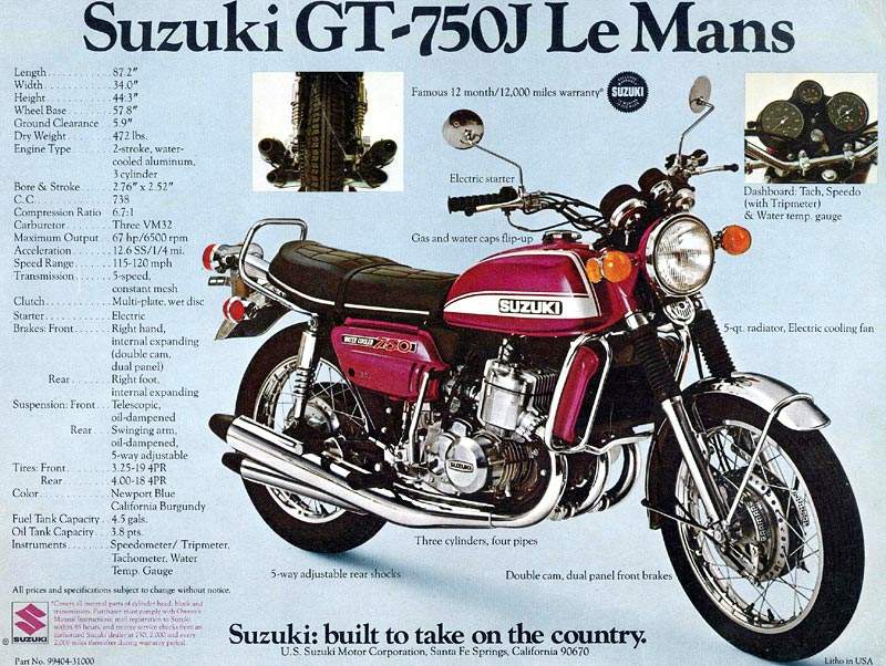 Мотоцикл Suzuki GT 750 1972 фото