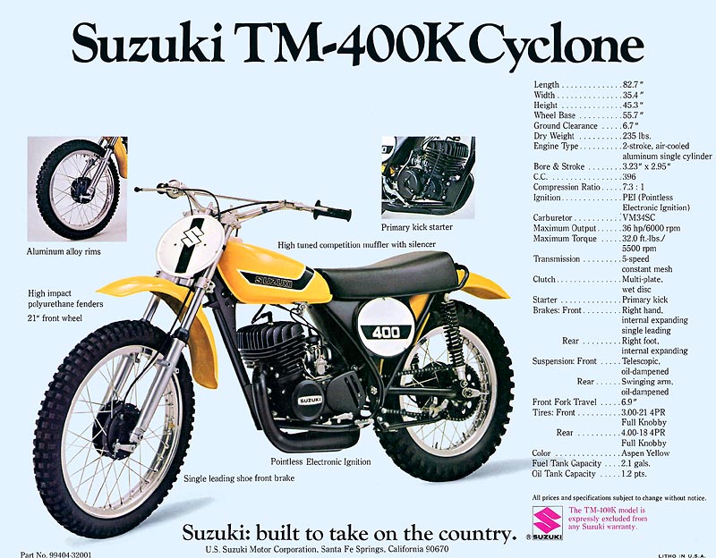 Мотоцикл Suzuki TM 400 K CYCLONE 1973
