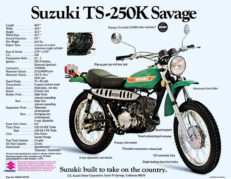 Мотоцикл Suzuki TS 250 1973 фото