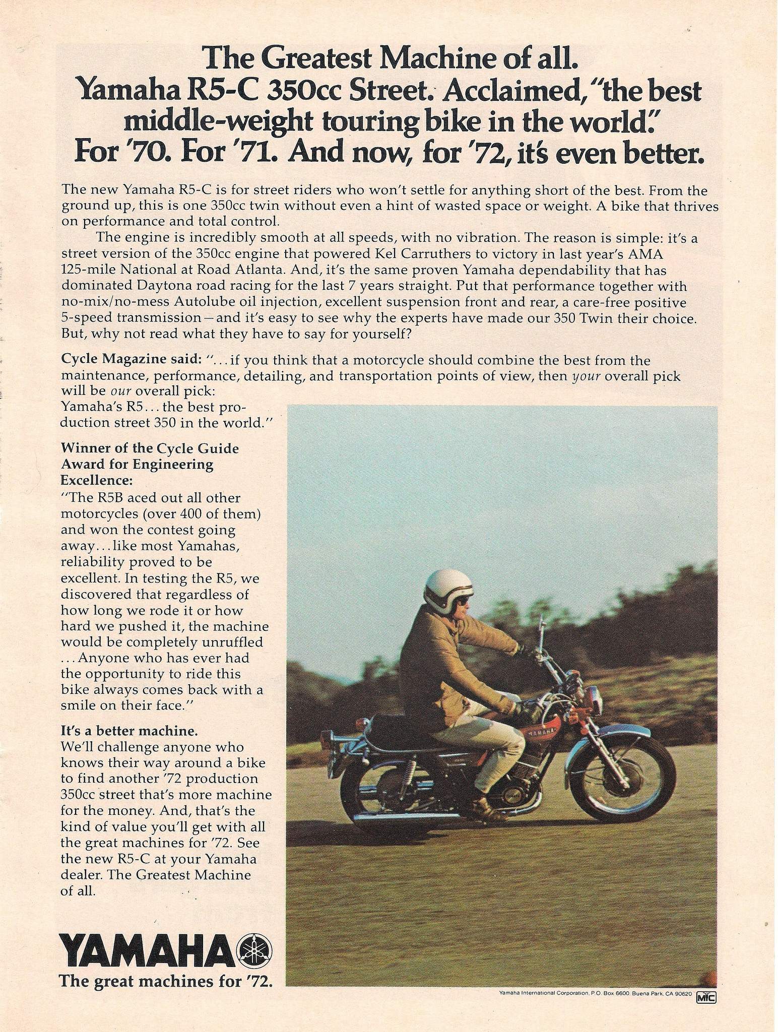 Мотоцикл Yamaha R5-C 350 1972