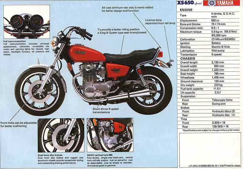 Мотоцикл Yamaha XS 650 Special 1980 фото
